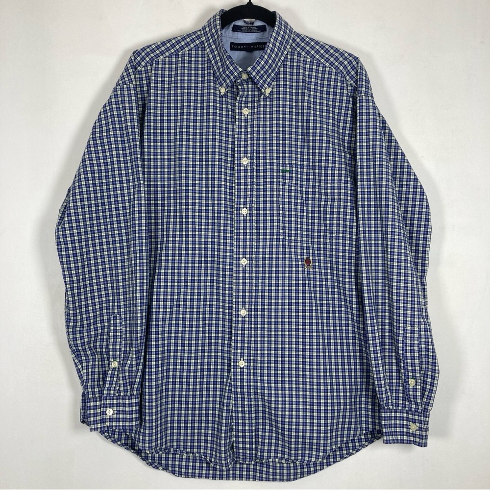 Tommy Hilfiger Shirt Men’s  Plaid Casual Button Down Long Sleeve Cotton